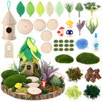 Amyhill DIY Fairy Garden Kit Make Your Own Wooden Mini House Craft Kit Miniature Fairy Garden Accessories Micro Mushrooms Plants Ornaments Craft for Outdoor Indoor Mini House Decor