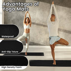 Fitvids 1/2-Inch Thick High Density Foam Exercise Yoga Mat with Carrying Strap, For Cushioning The Body Against Hard Floors, Midnight