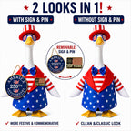 Porch Goose Outfit for 4th of July, America 250 Patriotic Goose Clothes for 23 Inch Lawn, Independence Day Porch Decor with Hat & Glasses, America 250th Anniversary Goose Outfit, 1776–2026 Sign & Pin