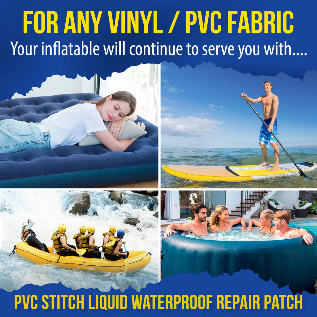 PVC Stitch Heavy Duty Repair Kit for Air Mattresses, Waterbeds, Hot Tubs, Above-Ground Pools, Bouncy Houses, Air Mats, PVC Pipes & Hoses, Punching Bags, and Much More (+ Reinforcing Mesh Cord)