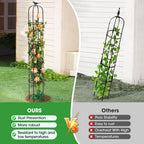 Tower Obelisk Garden Trellis for Climbing Plant，6.3FT/75.6" Rustproof Metal Potted Plant Climbing Support for Indoor Outdoor Flowers Vegetable Fruits Vines Support (2PCS)
