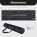 Fitvids 1/4-Inch High Density Thick Non Slip Yoga Mat with Knee Pad and Carrying Strap for Workout, Pilates, Gym Home Exercise, Black