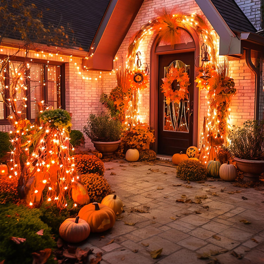 JMEXSUSS 168Ft 600 LED Halloween Lights Outdoor Orange String Lights Plug