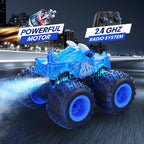 BAODLON Remote Control Monster Car, 2.4GHz RC Monster Trucks Toys for 3 4 5 6 7 8 Years Old Boys Kids, All Terrain RC Truck Off Road with Spray, Light, Rechargeable Battery, Christmas Birthday Gifts