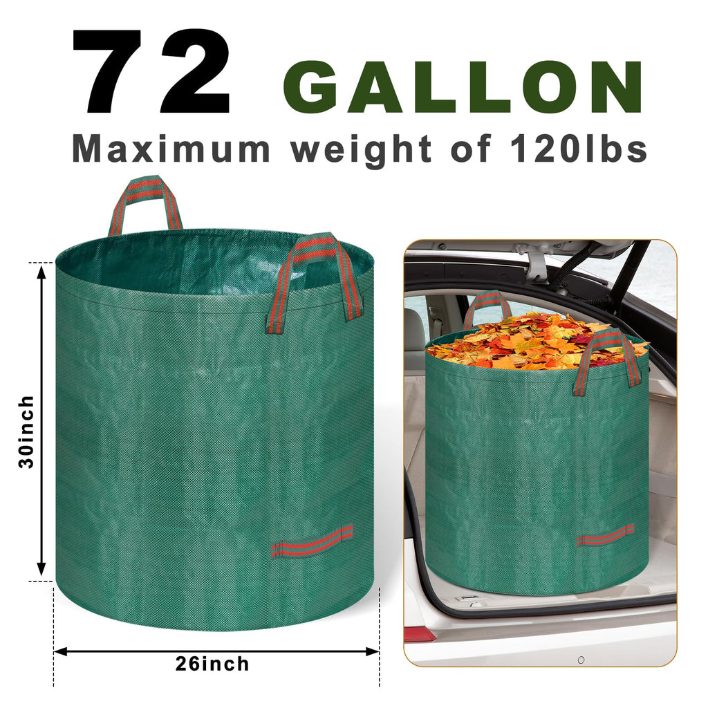 Remiawy Reusable Yard Waste Bags, 3 Packs 72 Gallons Lawn and Leaf Garden Bags with Reinforced Carry Handles Heavy Duty Garden Waste Bags Camping Yard Recycling Trash Bags for Debris Leaves Grass