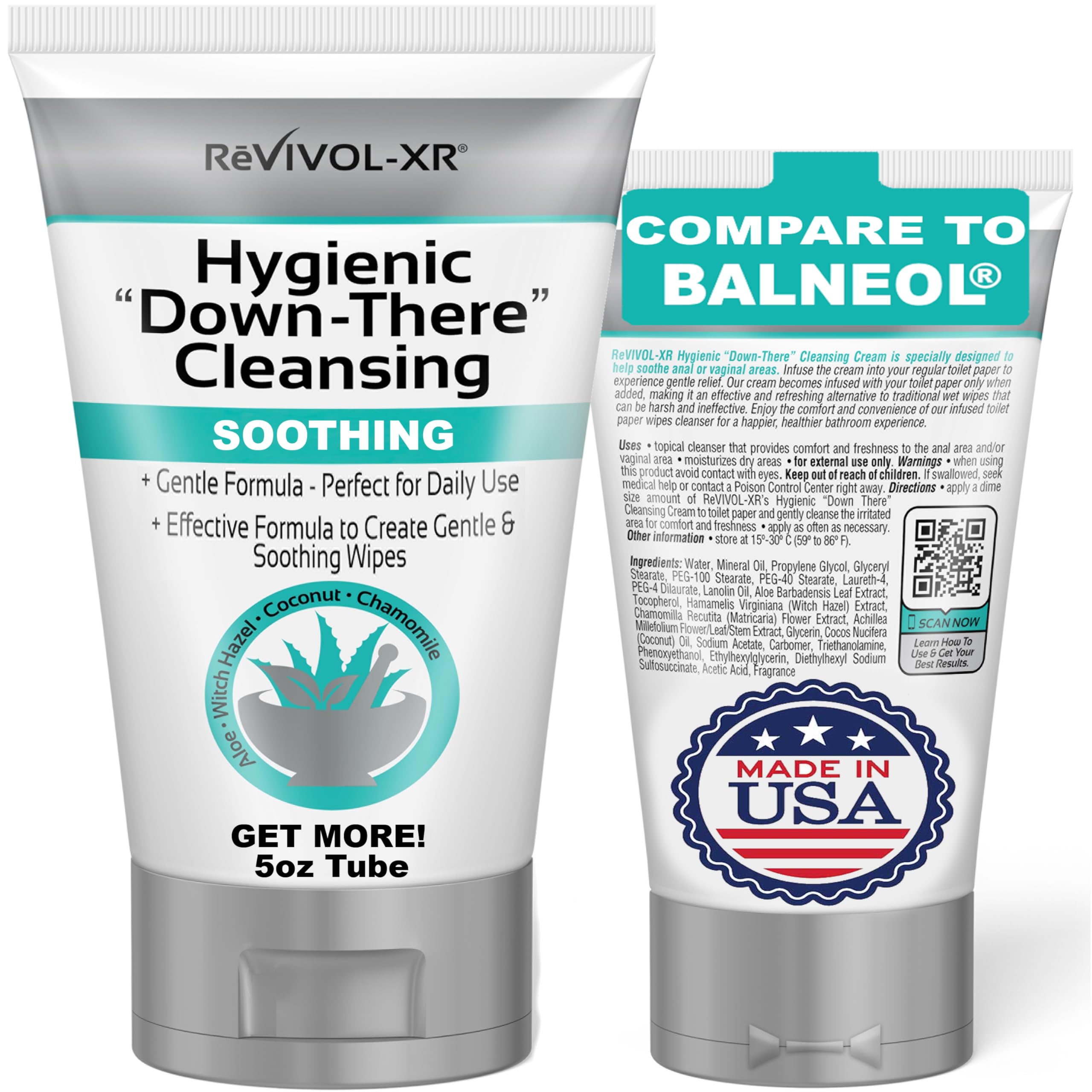 REVIVOL-XR Hygienic Cleansing Lotion, Gentle Relief + Soothing Aloe & Witch Haze for Discomfort of Down-There Sensitive Areas, Makes 300+ Wet Wipes from Toilet