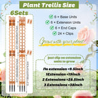 Otoolling 6 Sets Wooden Extendable Plants Trellis Indoor Modular Plant Trellis with Wood Thrive Sign Decor and Extensions for Outdoor Climbing Houseplants Vine Flower Stem(Circle)