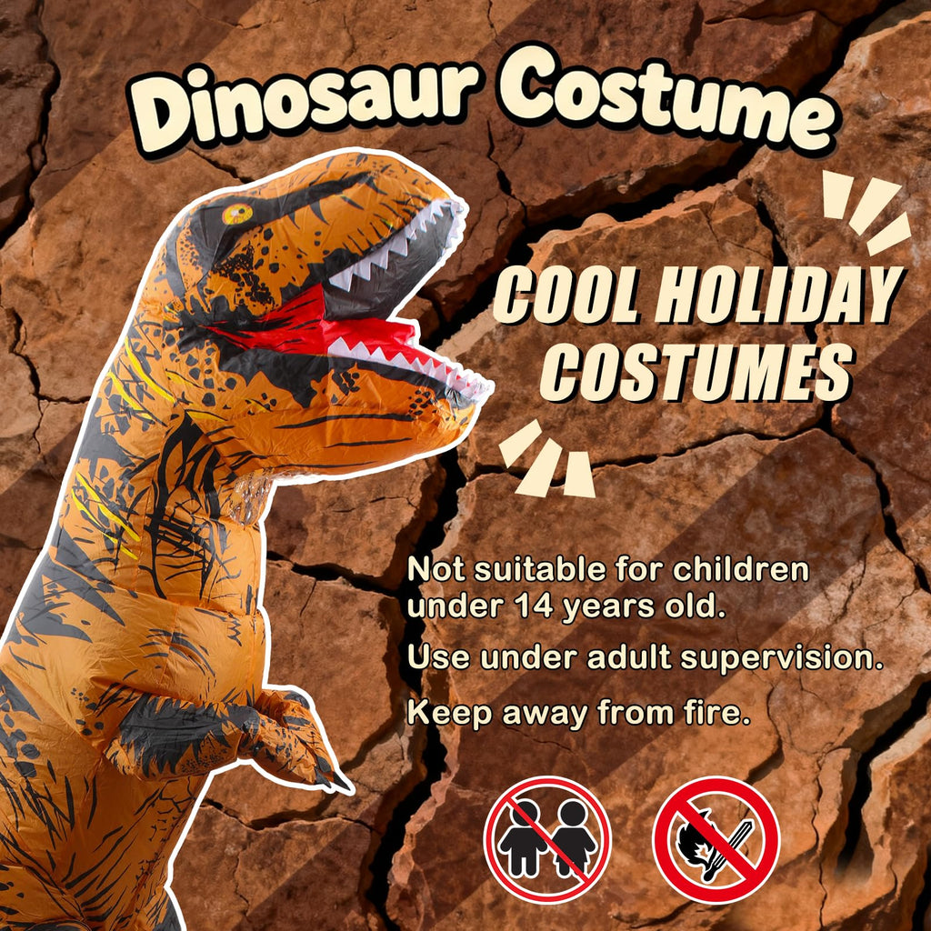 JASHKE Inflatable Dinosaur Costume Adults, Halloween Blow up T-Rex Costume