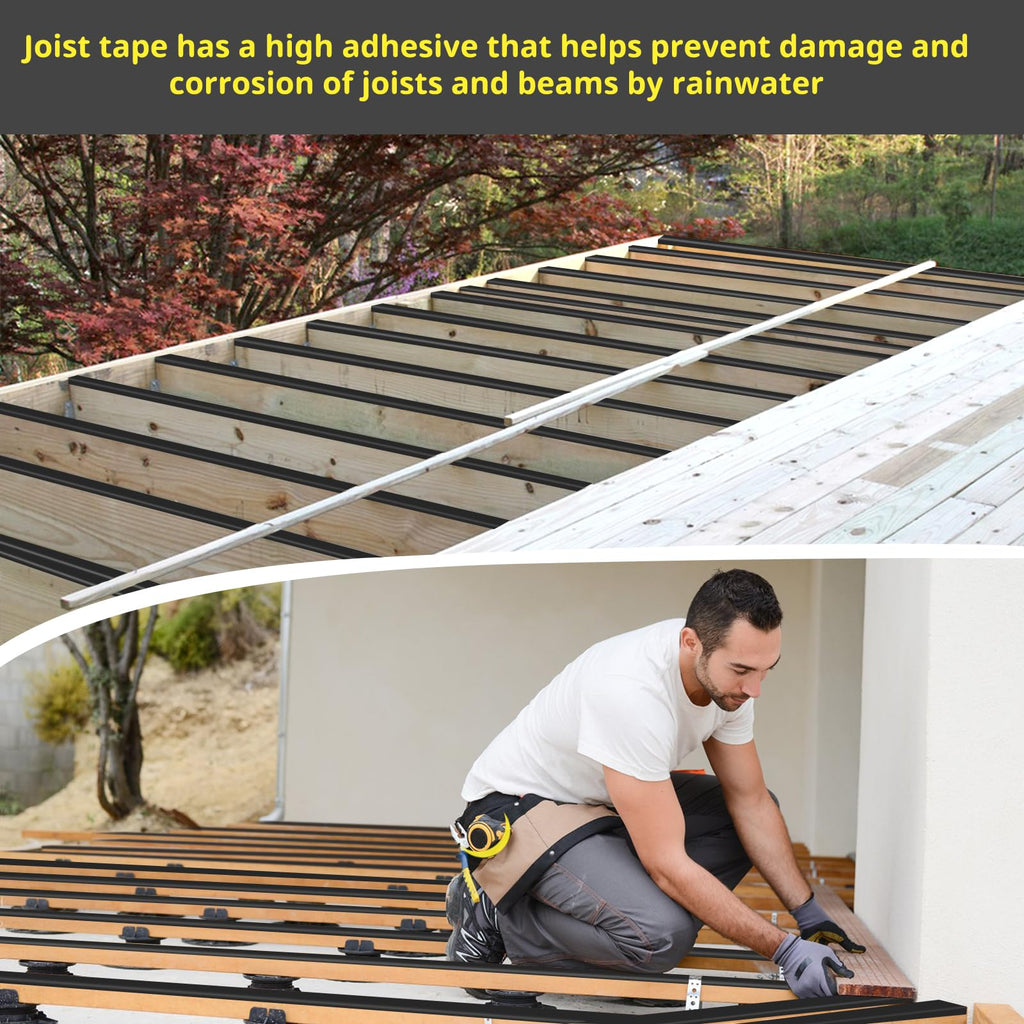 Hanotic Joist Tape for Decking 2'' X 50', 6 Rolls Weather Resistance Butyl Tape, Waterproof and Anti-Corrosion, Self-Adhesive for Wood Joists Decks Beams Roof Extend Deck Life