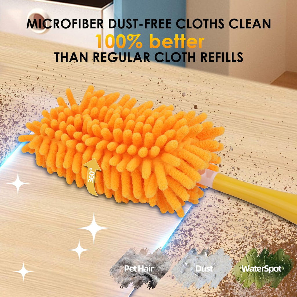 Redones Dusters for Swiffer - Reusable Duster Refill Compatible with Swiffer Hand Duster(8 Pack+1Handle), 360 Heavy Duty Dusters Refills
