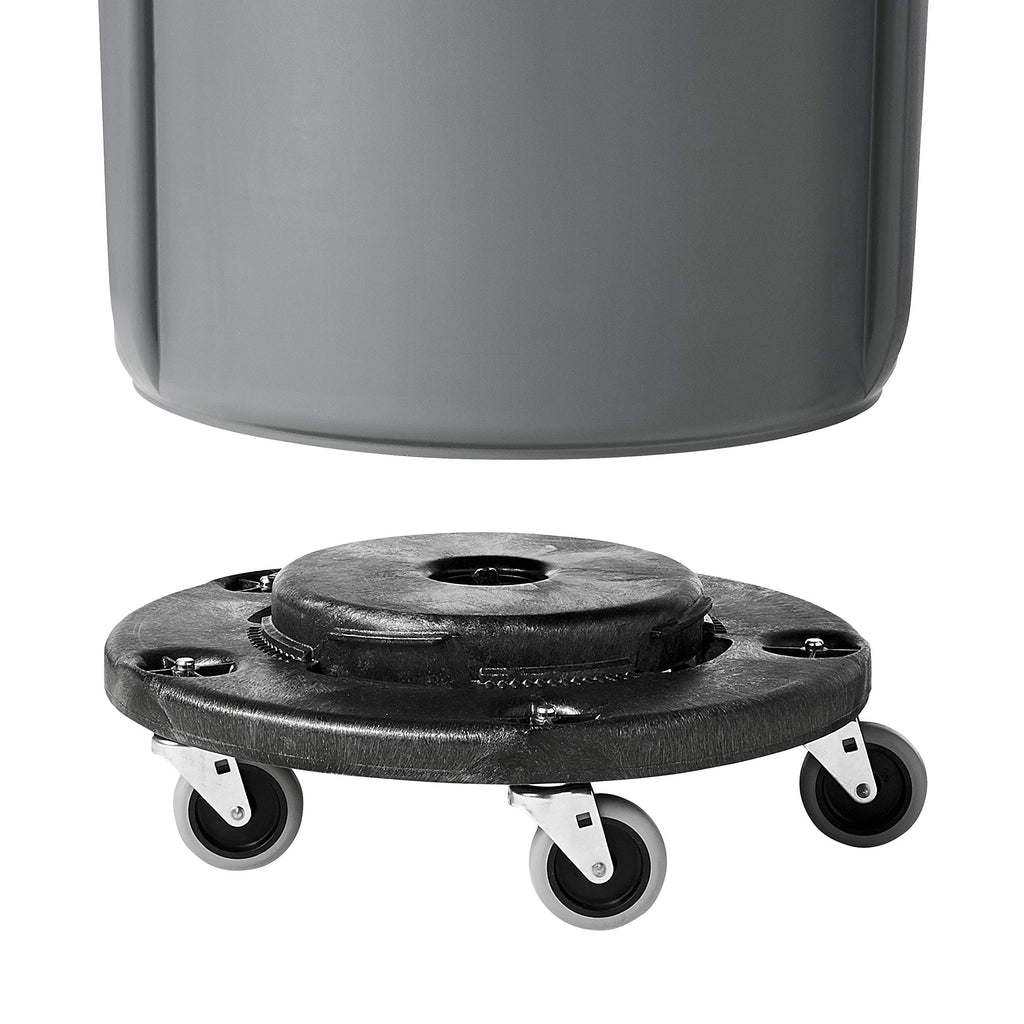 Rubbermaid Commercial Products Brute Twist on/Off Round Dolly, Black, Use with BRUTE Trash Can, Pack of 2