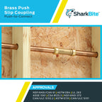 SharkBite 1/2 Inch Slip Coupling, Push to Connect Brass Plumbing Fitting, PEX Pipe, Copper, CPVC, PE-RT, HDPE, U3008LFA