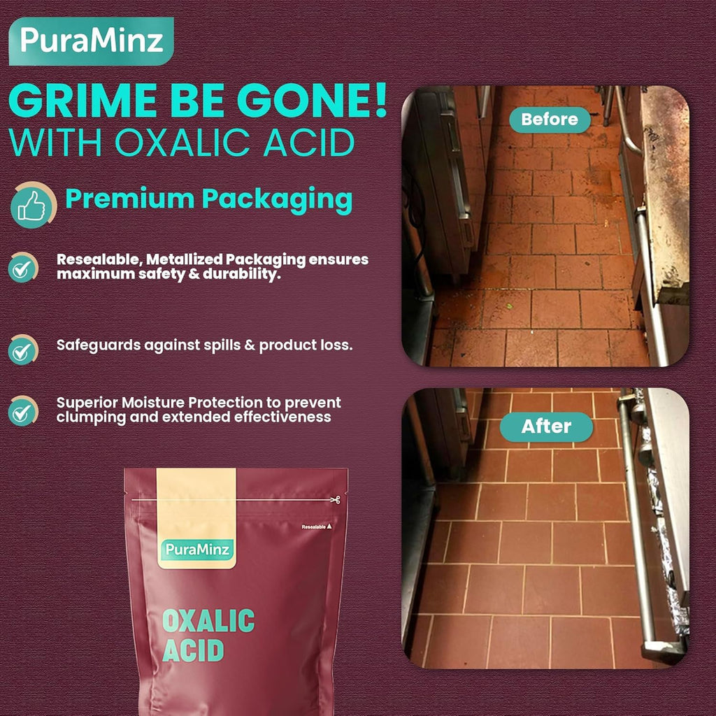 Pure Oxalic Acid- Industrial Grade Strength- 5 Pounds- Rust Remover- Wood Bleach- Highly Effective Multipurpose Cleaner for Metal-Stone-Concrete - Durable Resealable Packaging.