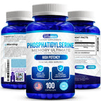 We Like Vitamins Phosphatidylserine Supplement with Gingko Biloba, Gotu Kola, DMAE - Improves Focus, Memory, Cognitive Function - Soy-Free 1000mg Memory Ultimate Complex - 100 Easy-to-Swallow Capsules