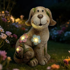Smadeer Solar Dog Garden Statue with Light, Cute Outdoor Dog Decoration for Yard, Patio, Lawn Balcony, Animal Figurines Housewarming Gardening Gift, Crafted Gifts for Mom Women