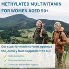 Igennus Methylated Multivitamin for Women 50+, Calcium & Magnesium for Bone Support, Sustained Release & Active B-Vitamins, Iron-Free Formula, Antioxidant Support, Clean Label, 60 Tablets