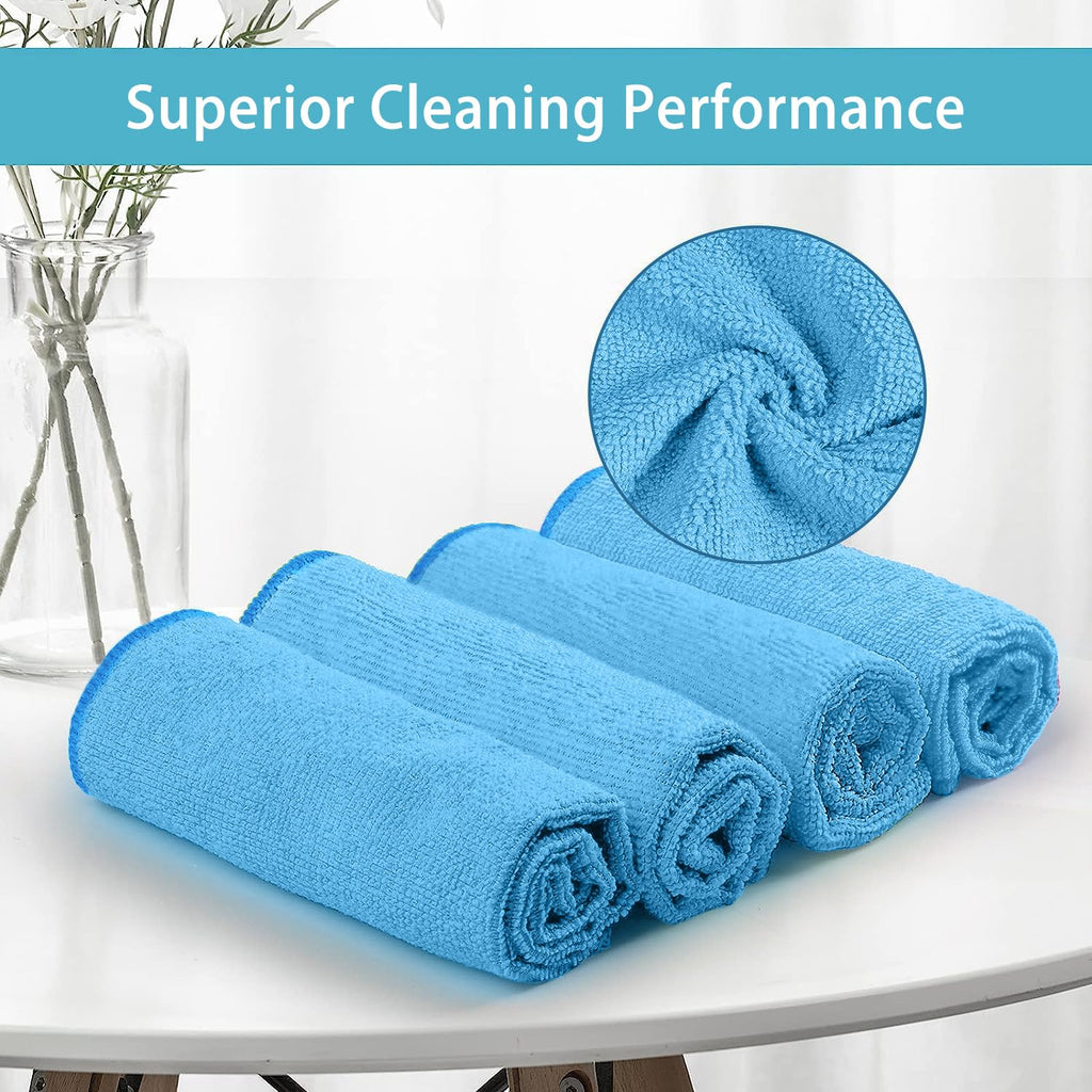 HOMEXCEL Blue Microfiber Cleaning Cloth 100 Pack, Microfiber Towel for Cars, Lint Free, Scratch-Free, Highly Absorbent, and Cleaning Rags for House, Window and Glass, Cars, TV Screen 11.5 X11.5 inch