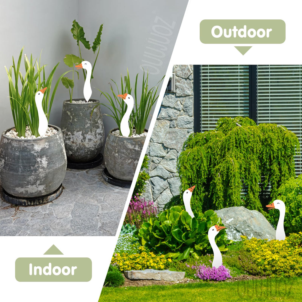 OUUJUOZ Metal Outdoor Goose Statue - Garden & Yard Decor, 17" Lawn Goose Figurine with Vibrant Rust-Resistant Finish, Weatherproof Metal Goose Decor for Patio, Entryway or Garden Gifts for Women