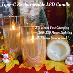 200 Hours Glass Rechargeable Flickering Flameless Candles with Remote3