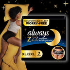 Always ZZZ Overnight Disposable Period Underwear for Women Extra Large/2LX, 360° Coverage for Worry-Free Nights, 14 Count (2 Packs of 7)