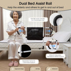 goodleben Double Bed Rail for Elderly Adults Safety, Adjustable Bed Assist Rail, Dual Side Bed Rail for Seniors Safety, Under Mattress Bed Guard Rail for Fall Prevention, Fits Twin/Full/Queen Beds