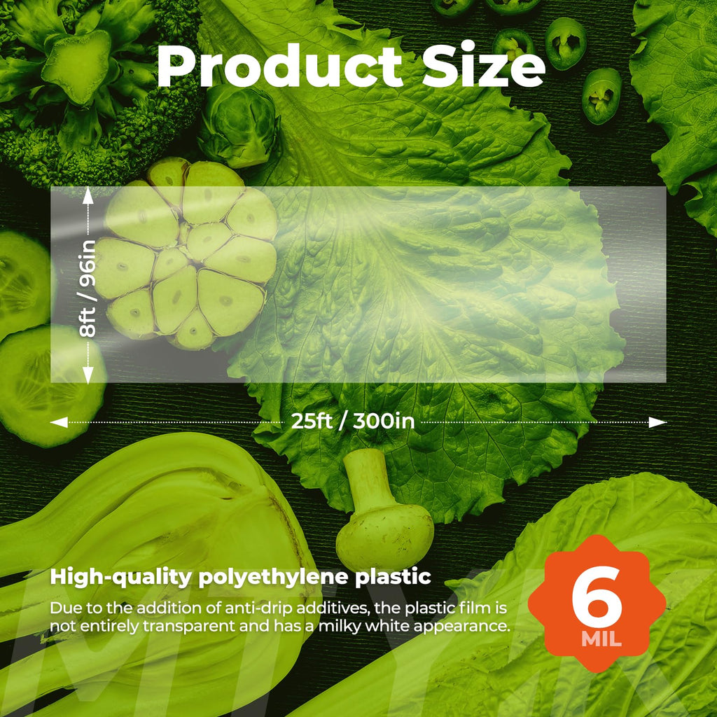 MTYIK 8x25 ft Greenhouse Plastic Sheeting, 6 Mil Green House Plastic Covering, Heavy Duty Greenhouse Cover Replacement, Thick Greenhouse Film