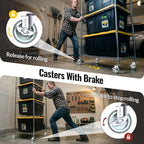 HOLKIE Caster Wheels 3 inch Locking Casters Set of 4, Threaded Stem 3/8" -16 x 1-1/2" (Diameter 3/8", Length 1-1/2") Swivel Heavy Duty Castors Gray