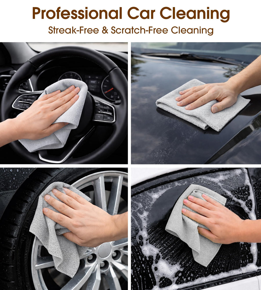 KitchLife Microfiber Cleaning Cloth Roll, 100 Pack - Tear-Away Microfiber Paper Towels, Lint-Free, Reusable, Washable for Kitchen, Car, Dishes, and Sensitive Surfaces (Light Gray)