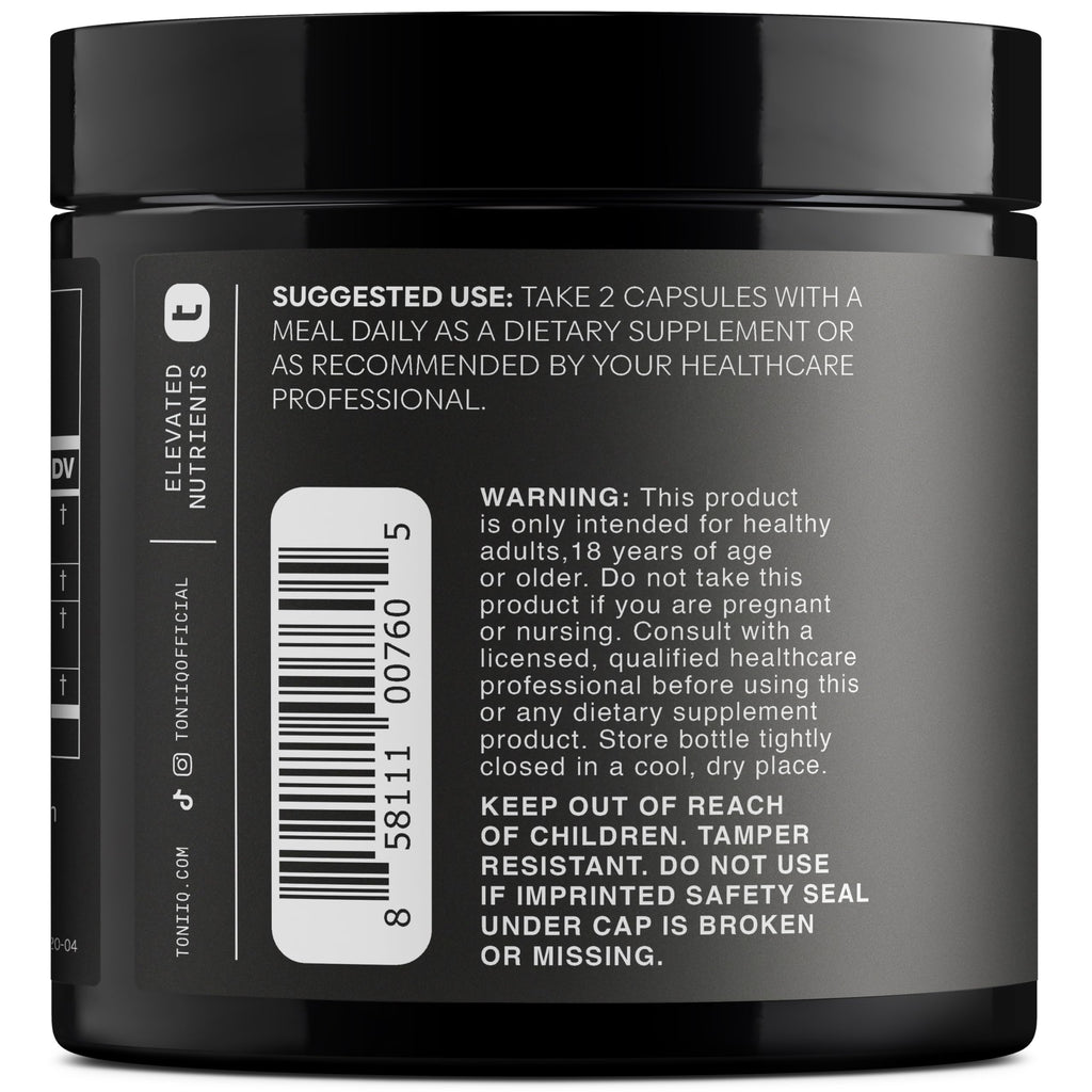 Toniiq Ashwagandha – 40:1 Concentrated Extract – 25% Withanolides – Wild Harvested in India – Highly Bioavailable with Black Pepper – Third-Party Tested – 120 Capsules - 1,300mg per Serving
