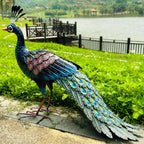 Kircust Outdoor Metal Peacock Statue, 24" L