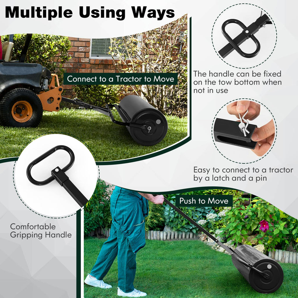 IRONMAX 30 Gallons/113 L Manual Lawn Roller, Water & Sand Fillable, Black
