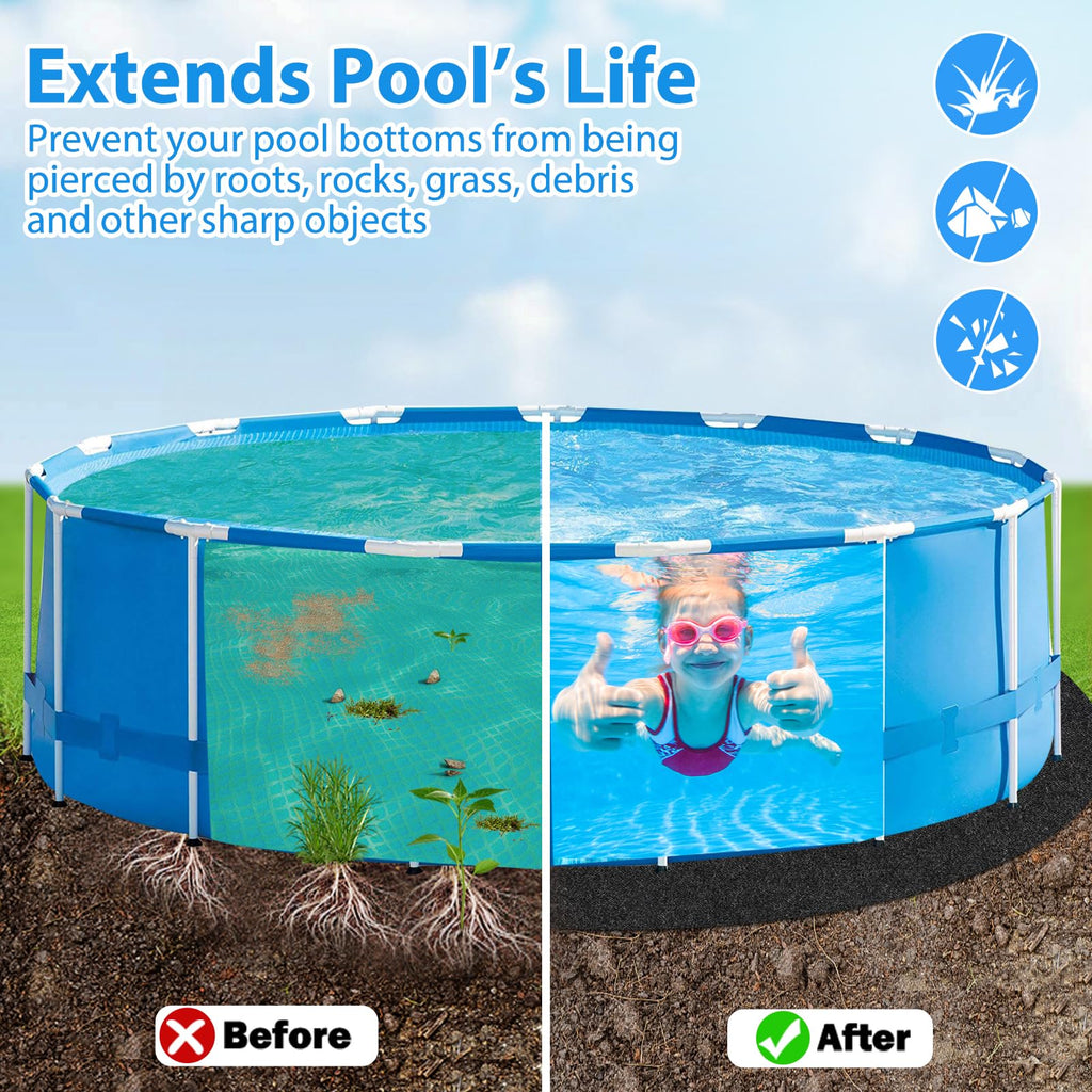 Thickened Pool Liner Pad for Above Ground Pool,Heavy Duty 18 FT Round Under Pool Mat Padding, Pool Ground Pad Mat Under Pool for Pool Bottom, Prevent Punctures, Extend Liner Life