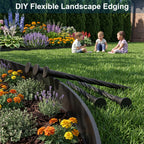 Landscape Edging Border Kit Includes 40 ft of Lawn Edging and 40 Spikes. This Garden Plastic Edging Border is Perfect for Landscaping, Flower Gardens, and lawns. (Black-40ft)