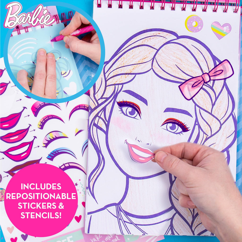 Horizon Group USA Barbie Magazine - Create Hair & Makeup Looks with 130+ Stencils, 180+ Stickers, Crayons & Pretend Makeup