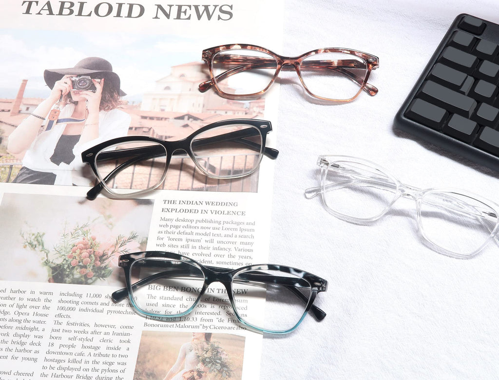 OLOMEE Reading Glasses Women Ladies Readers +0.75 Stylish Women's Magnifying Cheaters Glasses 4 Pack Lightweight Comfortable Fit