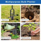 BeneLabel Grass Plugger Tool Lawn Plugger with Long Handle - Heavy Duty Steel Sod Turf Plugger Bulb Planter Tool, Soft Rubber Grip for Turf Repair, Seedling Transplant & Digging Holes