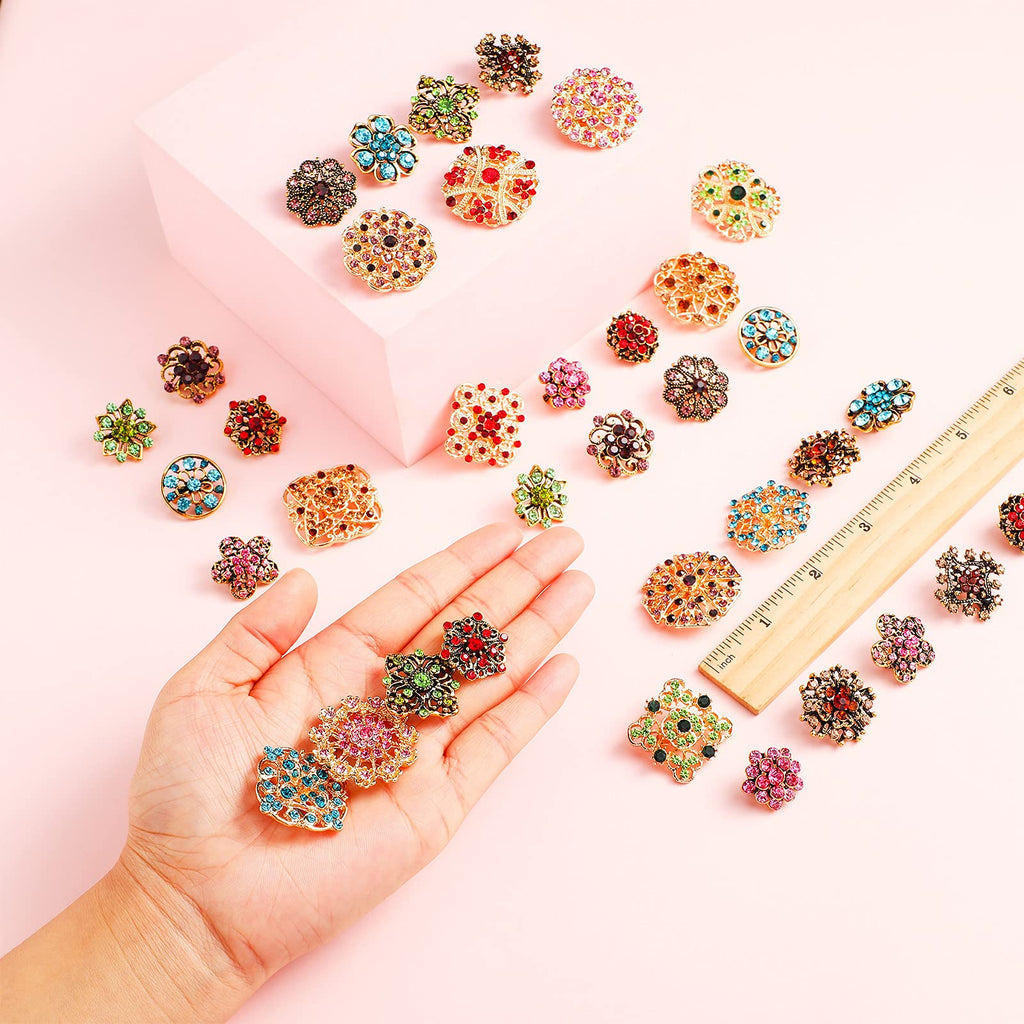 MTLEE 36 Pcs Rhinestone Brooches Bulk Vintage Women Brooch Pins for Crafts