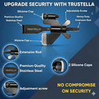 Original Trustella Heavy-Duty Portable Door Lock with Stainless Steel Build. Perfect for Home, Travel, Hotels, and Apartments for Inward-Opening Doors with a 2 mm Gap. (Silver/Black)