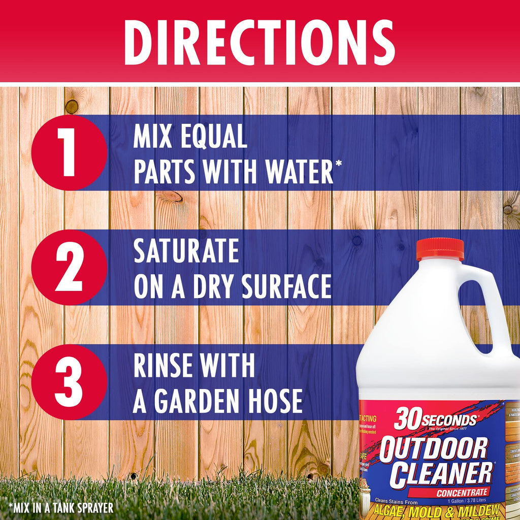 30 SECONDS Outdoor Mold & Mildew Stain Remover | Concentrate | 128 fl. oz. & Outdoor Cleaner 1 Gallon Pump Sprayer Bundle