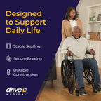 Drive Medical Silver Sport 1 Folding Transport Wheelchair - Lightweight Mobility Support - Full Armrests - Removable Swing-Away Footrests - Durable Steel Construction - Compact Folding Frame - Black