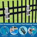 codree 2 PCS Pool Fence Hooks for Pool Equipment, White Heavy Duty Fence Hooks for Pool Poles, Slipe-on Fence Hanger for Pool Hose Pool Skimmer, Fit 3/4 Inch to 1-1/4 inch Railing