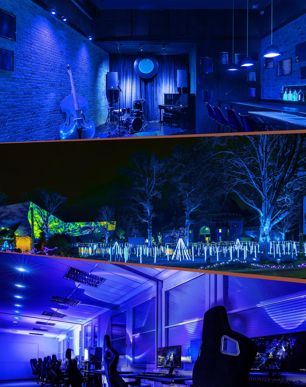 GOHDLAMP 6-Pack MR16 Blue LED Bulbs-Aquatic 5W 50W Halogen GU5.3 12V 38° Spot for Water Features, Moonlight, Parties & Indoor Ambiance
