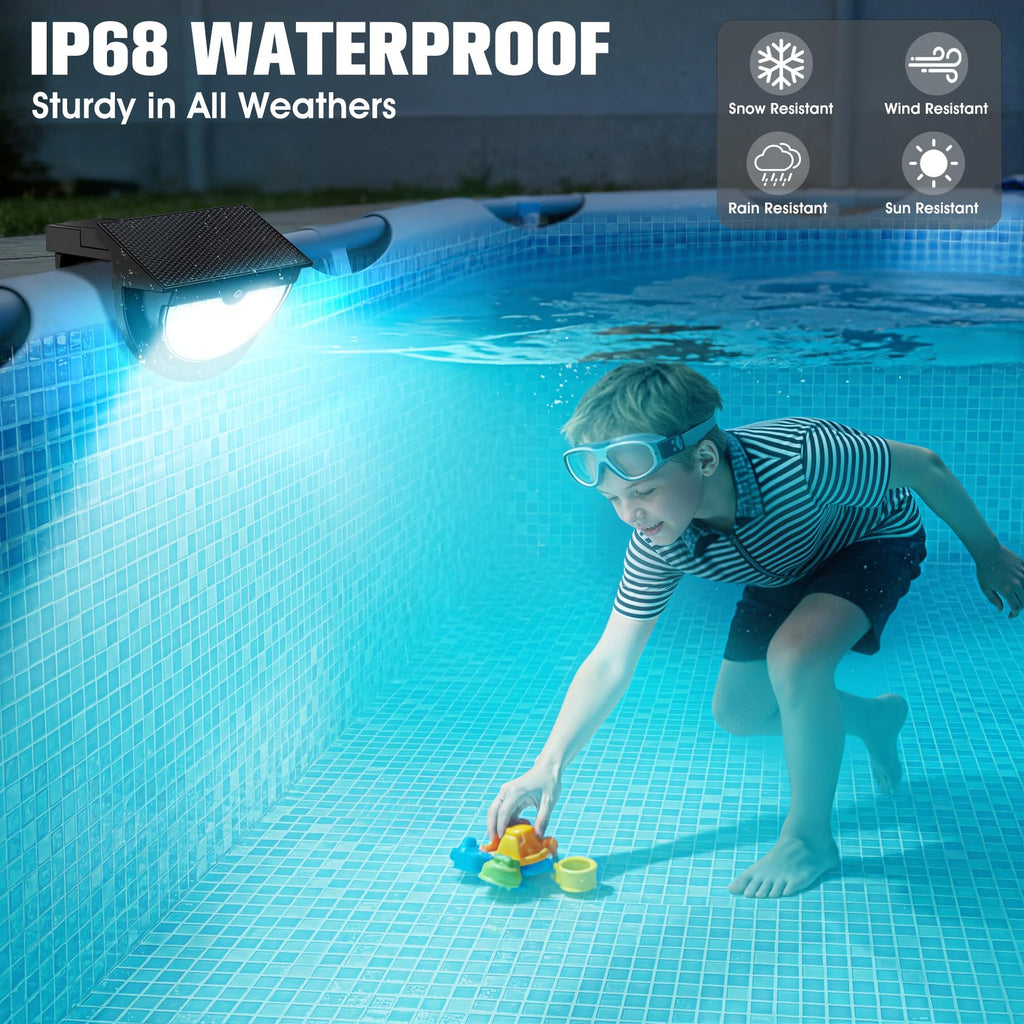 Solar Pool Lights,2026 Upgraded Solar Powered Above Ground Pool Lights, Frame Pool light Waterproof,Swimming Pool Solar Light,Color Changing Pool Lighting for Above Ground Pool Accessories-1PC