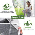 HOFUDON Adjustable Magnetic Window Screen Max 39" x 59", White Frame