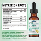 2 Packs Liposomal Red Yeast Rice with Coq10 Liquid Drops, 5-in-1 Extra Strength 1200mg Healthy Cholesterol & Heart Support with Citrus Bergamot Alpha Lipoic Acid, Citrinin-Free, 2 Month Supply
