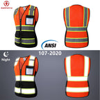 ASIPHITU Reflective Safety Vest for Women High Visibility Security Vest with Pockets Zipper Front Work Vest with Reflective Strips Meets ANSI/ISEA Standards(W-OrangeBlack-L)
