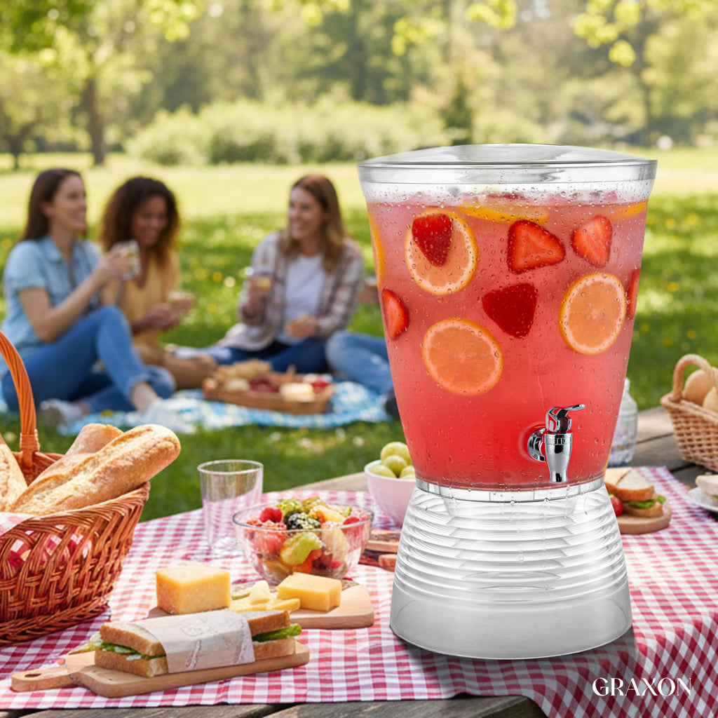 Drink Dispensers for Parties (2.5 Gallon) Large Plastic Water Dispenser for Counter Tops, No Mess, Easy to Assemble & Wash, Up to 40 Drinks, For Drinks, Juice, Punch & Water (2 Pack)