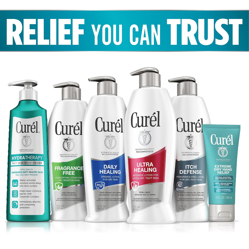 Curel Foot Therapy Cream, Soothing Lotion for Dry Cracked Feet, Quick Absorbing, with Shea Butter, Coconut Milk, and Vitamin E2, 3.5 Oz, Pack of 3