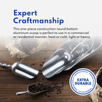 New Star Foodservice 34523 One-Piece Cast Aluminum Round Bottom Bar Ice Flour Utility Scoop, 12-Ounce, Silver