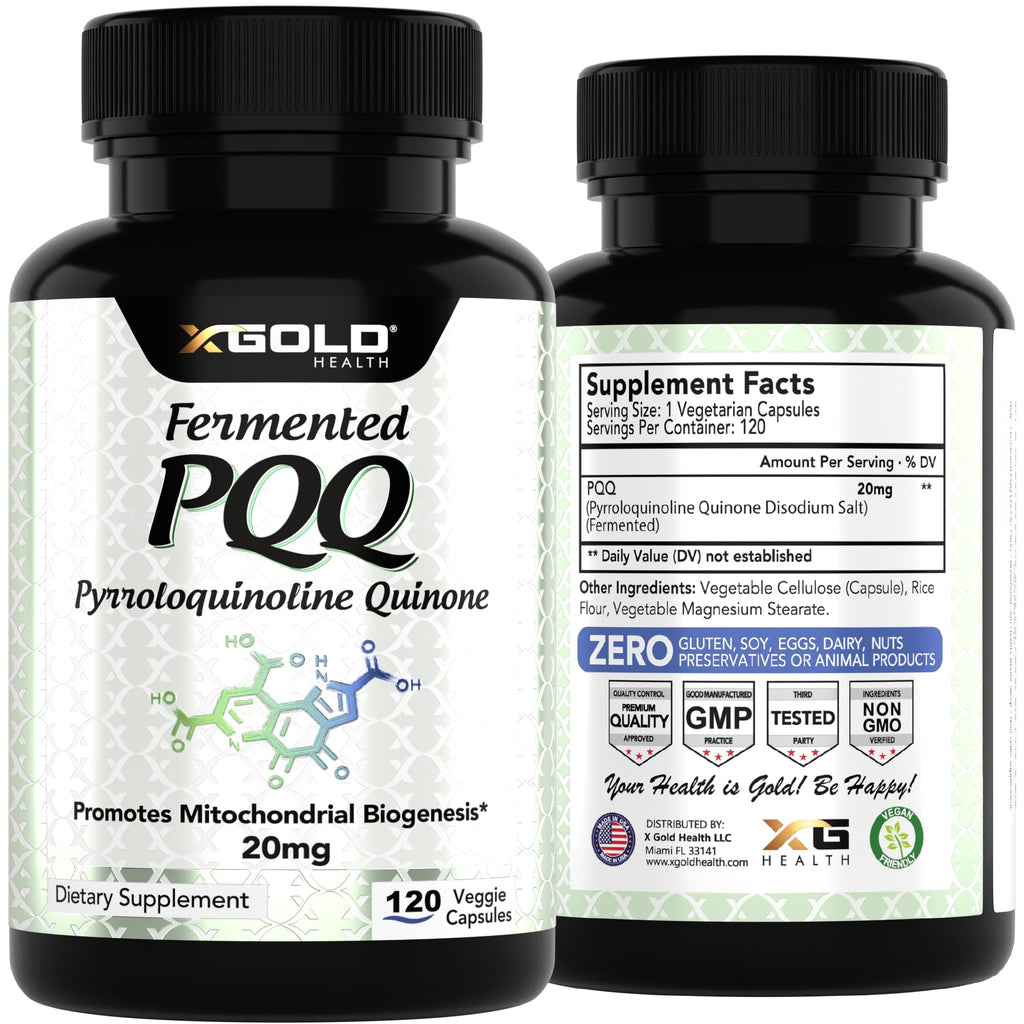 Fermented PQQ 20mg Supplement – Pyrroloquinoline Quinone for Mitochondrial Support, Cellular Energy Production, Brain Health, Memory, Focus & Healthy Aging, Vegan Non-GMO, 120 Capsules